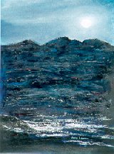 Moonlight, $ 375, 
28" X 18", acrylic collage on paper