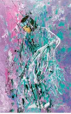Fancy Shawl Dance, $ 900, 
36" X 26", acrylic on paper
