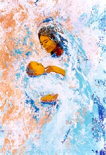 Mother with Child, $ 295, 
24" X 18", acrylic on paper