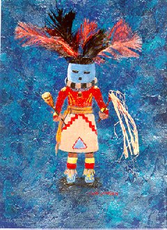 Kachina Doll, $ 225, 
24" X 18", acrylic collage on paper, matted, not framed