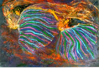 Spreading Light, $ 600, 
25" X 32", acrylic collage on paper