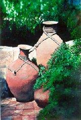 Three Pots, $ 450, 
27" X 20", acrylic on paper